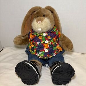 BUILD A BEAR Rabbit w/Leather fronttooth Retired Vintage Hawaii Outfit Sketchers